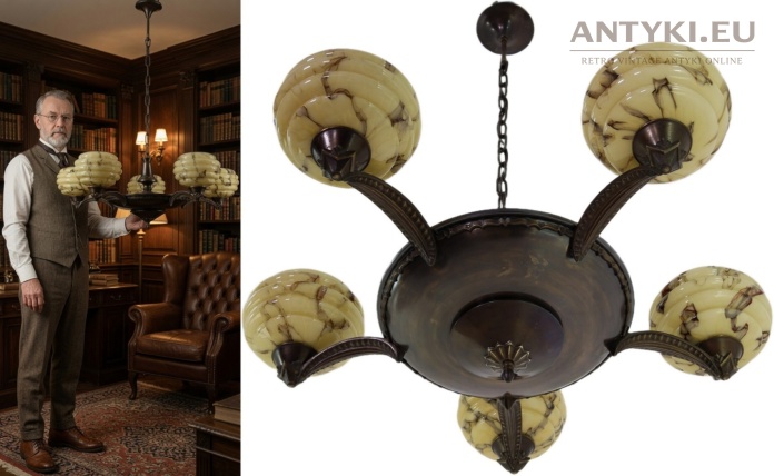 Art Deco żyrandol antyczny